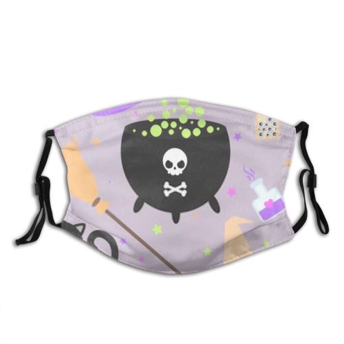 yanfind Emblem Halloween Witchcraft Carnival Cat Cute Fantasy Potion Child Autumn Magic Simple Dust Washable Reusable Filter and Reusable Mouth Warm Windproof Cotton Face