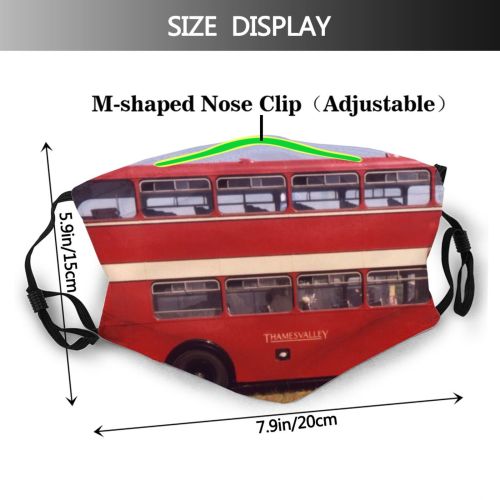 yanfind Coach Bus Vehicle Transport London Trolleybus Motor Classic Decker Public Vintage Vehicle Dust Washable Reusable Filter and Reusable Mouth Warm Windproof Cotton Face