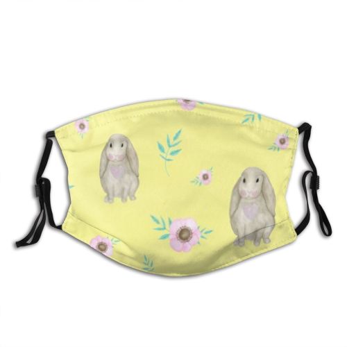 yanfind Isolated Childish Artwork Cute Easter Seamless Colorful Kid Pastel Rabbit Summer Child Dust Washable Reusable Filter and Reusable Mouth Warm Windproof Cotton Face