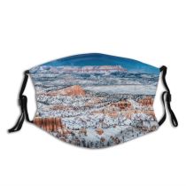 yanfind Glowing Sunset Landscape Point Hammer Snow Place Canyon Cliff Utah Famous Bryce Dust Washable Reusable Filter and Reusable Mouth Warm Windproof Cotton Face