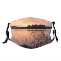yanfind Lake Sunset Calm Evening Dawn Overview River Pier Trees Outdoors Sky Light Dust Washable Reusable Filter and Reusable Mouth Warm Windproof Cotton Face