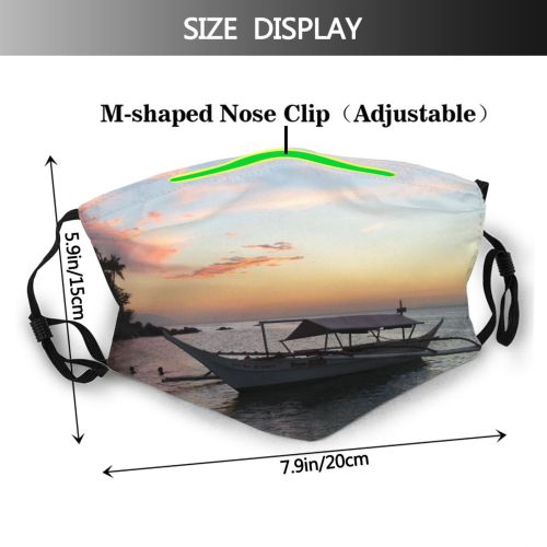 yanfind Cloud Transportation Sunset Beach Boat Sunset Galera Sky Vehicle Horizon Calm Morning Dust Washable Reusable Filter and Reusable Mouth Warm Windproof Cotton Face