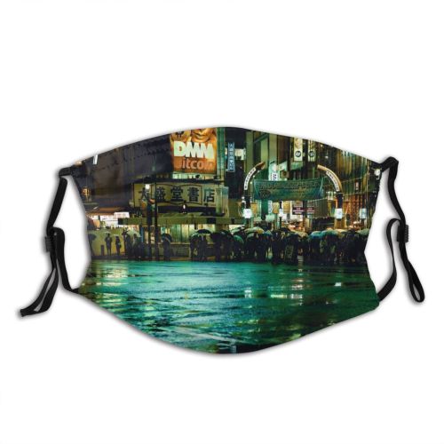 yanfind Japan Transportation Downtown Evening Night Road Wet Time Nightlife Tokyo Tourism Shibuya Dust Washable Reusable Filter and Reusable Mouth Warm Windproof Cotton Face