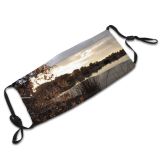 yanfind Sky Lake Morning Natural Autumn Cloud Landscape Sky Fall Reflection Clouds Tree Dust Washable Reusable Filter and Reusable Mouth Warm Windproof Cotton Face