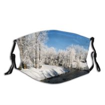 yanfind Winter Landscape Sky River Tree Frost Winter Natural Freezing Snow Scene Dust Washable Reusable Filter and Reusable Mouth Warm Windproof Cotton Face