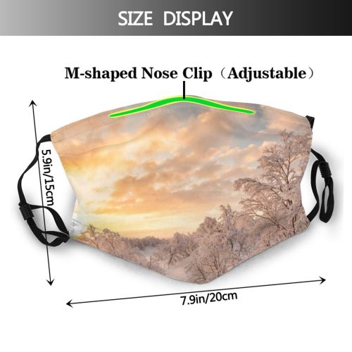 yanfind Ice Europe Sliding Frost Sunset Fjord Arctic Landscape Frozen Finnish Tranquility Coastline Dust Washable Reusable Filter and Reusable Mouth Warm Windproof Cotton Face