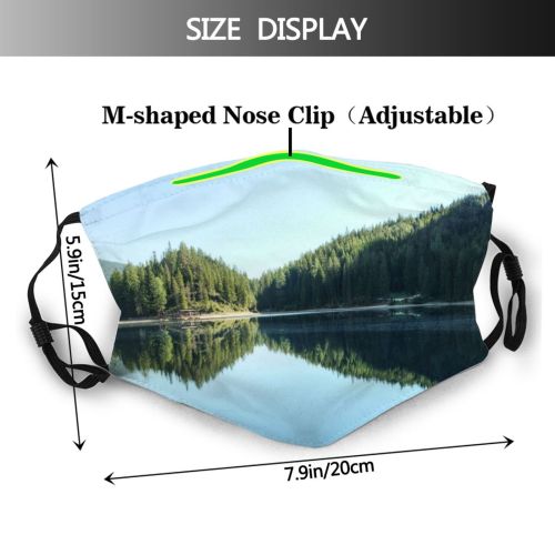 yanfind Lake Daylight Reflections Mountain Forest Clouds Scenery High Mountains Trees Outdoors Sky Dust Washable Reusable Filter and Reusable Mouth Warm Windproof Cotton Face