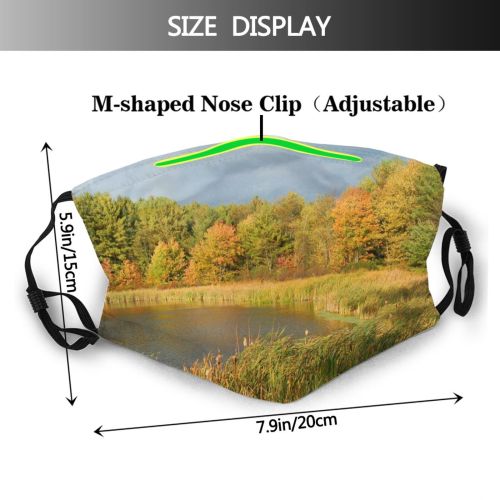 yanfind Lake Natural Autumn Leaves Hampshire Landscape Reflection Fall Sky Leaf Leaf Pond Dust Washable Reusable Filter and Reusable Mouth Warm Windproof Cotton Face