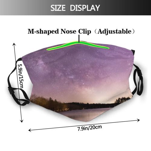 yanfind Lake Reflections Lights Evening Night Stars Starry Dark Trees Outdoors Sky Space Dust Washable Reusable Filter and Reusable Mouth Warm Windproof Cotton Face