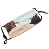 yanfind Idyllic Tropical Coast Daylight Waves Sea Beach Tranquil Island Cliff Misty Hazy Dust Washable Reusable Filter and Reusable Mouth Warm Windproof Cotton Face