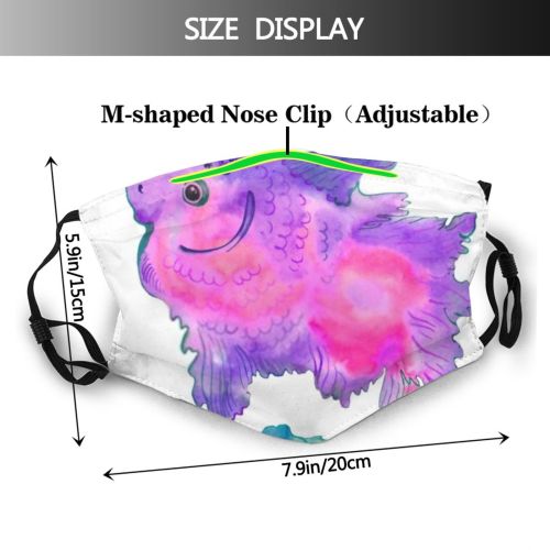 yanfind Abstract Cute With Wildlife Turquoise Beautiful Art Watercolor Decorative Funny Purple Cartoon Dust Washable Reusable Filter and Reusable Mouth Warm Windproof Cotton Face