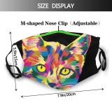 yanfind Abstract Isolated Cat Cute Vintage Ornament Design Face Art Ethnic Decoration Portrait Dust Washable Reusable Filter and Reusable Mouth Warm Windproof Cotton Face