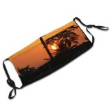 yanfind Morning Palms Hot Sun Athens Greece Sunset Sky Afterglow Palm Sunrise Tree Dust Washable Reusable Filter and Reusable Mouth Warm Windproof Cotton Face