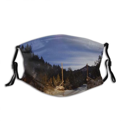 yanfind Night Snowy Silence Sky Field Winter Quiet Silent Snow Sky Fields Night Dust Washable Reusable Filter and Reusable Mouth Warm Windproof Cotton Face