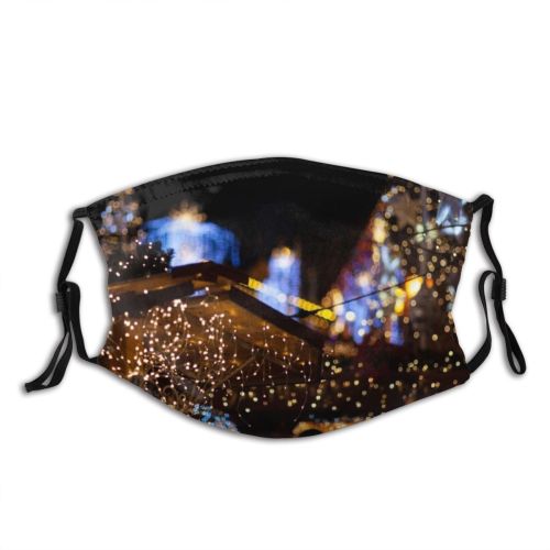 yanfind Poland Defocused Star Bulb Tree Night City Atmosphere Event Retail Architecture Focus Dust Washable Reusable Filter and Reusable Mouth Warm Windproof Cotton Face