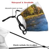 yanfind Natural Wilderness Landscape Mountain Zone Riparian River Tree Stream Bank Finland Lapland Dust Washable Reusable Filter and Reusable Mouth Warm Windproof Cotton Face