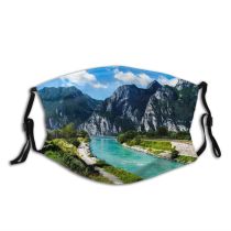 yanfind Lake Vacation Garda Sight Road Bridge Tourism Scenery Mountains Tree Valley Riva Dust Washable Reusable Filter and Reusable Mouth Warm Windproof Cotton Face