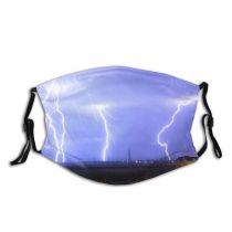 yanfind Strike Thunderstorm Cloud Thunderstorm Electricity Sky Lightning Atmosphere Daytime Atmospheric Storm Thunder Dust Washable Reusable Filter and Reusable Mouth Warm Windproof Cotton Face