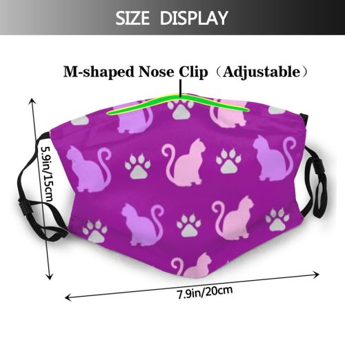 yanfind Isolated Smile Artwork Meow Cat Kitty Cute Grey Colorful Seamless Doodle Design Dust Washable Reusable Filter and Reusable Mouth Warm Windproof Cotton Face