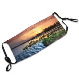 yanfind Idyllic Shore Coast Afterglow Oceanside Seaside Dawn Mossy Sea Tranquil Scenery Ripples Dust Washable Reusable Filter and Reusable Mouth Warm Windproof Cotton Face