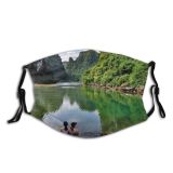 yanfind Idyllic Sit Lake Posture Vacation Calm Relaxation Leisure Mossy Recreation Attraction Tourist Dust Washable Reusable Filter and Reusable Mouth Warm Windproof Cotton Face