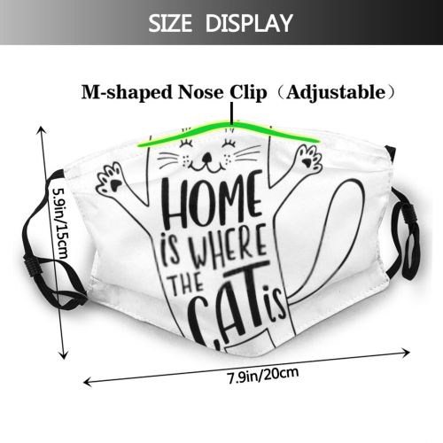 yanfind Calligraphy Typographic Cat Cute Kitty Silhouette Font Kid Embrace Inspiration Contour Doodle Dust Washable Reusable Filter and Reusable Mouth Warm Windproof Cotton Face
