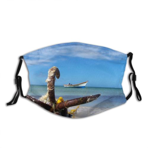 yanfind Wood Azure Beach Fisherman Coast Shore Sea Boat Venezuela Sky Ocean Anchor Dust Washable Reusable Filter and Reusable Mouth Warm Windproof Cotton Face