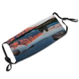 yanfind Lake Golden Calm Sunset Reflections Mountain Forest Clouds Majestic Scene Mountains Trees Dust Washable Reusable Filter and Reusable Mouth Warm Windproof Cotton Face