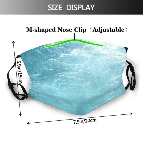 yanfind Texture Teal Sea Sky Aqua Light Underwater Bubbles Azure Daytime Turquoise Dust Washable Reusable Filter and Reusable Mouth Warm Windproof Cotton Face