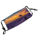 yanfind Idyllic Colour Golden Sunset Flora Farmland Field Dawn Lavender Scenery Blooming Bloom Dust Washable Reusable Filter and Reusable Mouth Warm Windproof Cotton Face