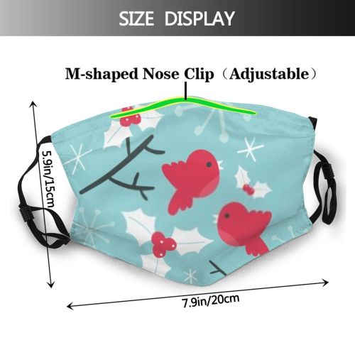 yanfind Chill Bird Stylized Mint Snow Christmas Comic Cute Xmas Stationery Winter Snowflake Dust Washable Reusable Filter and Reusable Mouth Warm Windproof Cotton Face