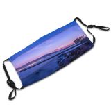 yanfind Jetty Idyllic Shore Oceanside Sunset Night Dawn Sea Beach Tranquil Scenery Dock Dust Washable Reusable Filter and Reusable Mouth Warm Windproof Cotton Face