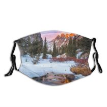 yanfind Range Tree Scene Rocky Snow Stream Tranquil Scenics Estes Reflection USA Mountain Dust Washable Reusable Filter and Reusable Mouth Warm Windproof Cotton Face