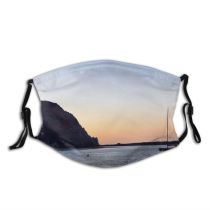 yanfind Horizon Cloud Sunset Sea Boat Sky Ocean Rock Morro Afterglow Sail Sunset Dust Washable Reusable Filter and Reusable Mouth Warm Windproof Cotton Face