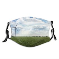 yanfind Field Scenery Sky Field Cloud Landscape Sky Lot Turbine Cloudy Clouds Grassland Dust Washable Reusable Filter and Reusable Mouth Warm Windproof Cotton Face