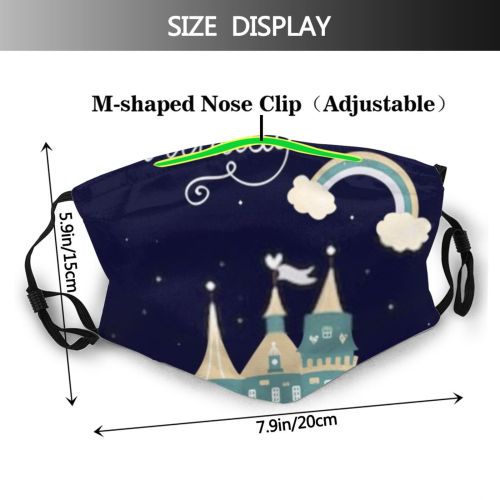 yanfind Calligraphy Rainbow Castle Calligraphic Cute Scrapbooking Kid Child Simple Written Baby Design Dust Washable Reusable Filter and Reusable Mouth Warm Windproof Cotton Face