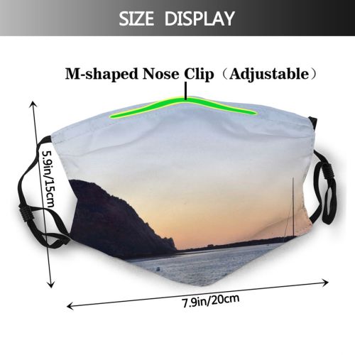 yanfind Horizon Cloud Sunset Sea Boat Sky Ocean Rock Morro Afterglow Sail Sunset Dust Washable Reusable Filter and Reusable Mouth Warm Windproof Cotton Face