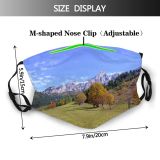 yanfind Natural Autumn Wilderness Landscape Mountain Sky Mountain Alp Landforms Tree Mountainous Meadow Dust Washable Reusable Filter and Reusable Mouth Warm Windproof Cotton Face