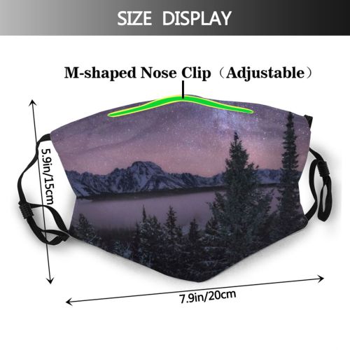 yanfind Ice Frost Grand Range Landscape Night Snow Forest Way Ridge Wyoming Sky Dust Washable Reusable Filter and Reusable Mouth Warm Windproof Cotton Face