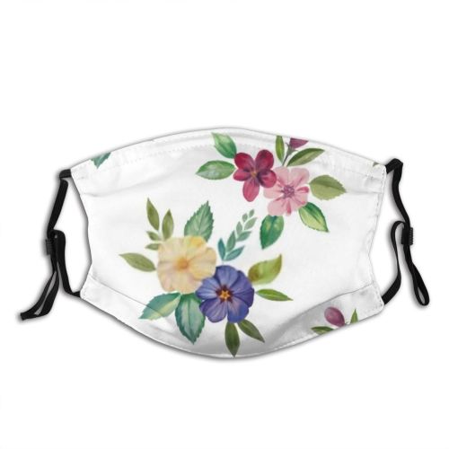 yanfind  Spring Flower Vintage Garden Flora Drawn Romantic Delicate Paisley Plant Watercolor Dust Washable Reusable Filter and Reusable Mouth Warm Windproof Cotton Face