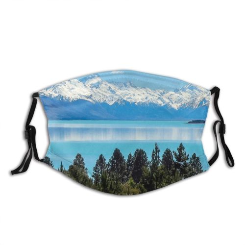 yanfind Lake Landscape Winter Snow Trees Mountains Range Mountain Dust Washable Reusable Filter and Reusable Mouth Warm Windproof Cotton Face