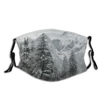 yanfind Winter Frost Spruce Winter Mountain Balsam Shortleaf Spruce Snow Mountain Landforms Forest Dust Washable Reusable Filter and Reusable Mouth Warm Windproof Cotton Face