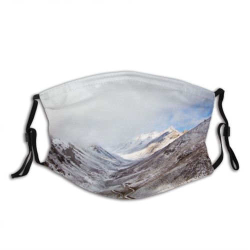 yanfind Idyllic Daylight Frost Mother Frosty Over Mountain Snowy Clouds Daytime Frozen Tranquil Dust Washable Reusable Filter and Reusable Mouth Warm Windproof Cotton Face