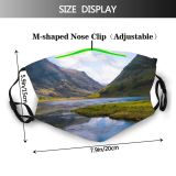 yanfind Lake Daylight Clouds Tourism River Scenery Mountains Beautiful Grass Valley Hills Outdoors Dust Washable Reusable Filter and Reusable Mouth Warm Windproof Cotton Face