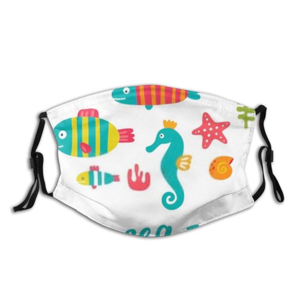 yanfind Isolated Cockleshell Life Cute Fishing Discovery Wildlife Turquoise Summer Starfish Deep Baby Dust Washable Reusable Filter and Reusable Mouth Warm Windproof Cotton Face