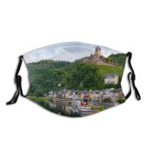 yanfind Idyllic Town Lake Daylight Sea Forest Clouds Village Tranquil River Scenery Europe Dust Washable Reusable Filter and Reusable Mouth Warm Windproof Cotton Face