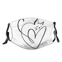 yanfind Calligraphy Romance Decor Cat Swirl Box Cupid Font Wedding Corner Doodle Written Dust Washable Reusable Filter and Reusable Mouth Warm Windproof Cotton Face