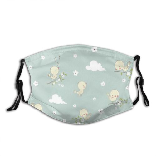 yanfind Childish Bird Cute Newborn Seamless Nursery Wildlife Kid Doodle Child Summer Cloud Dust Washable Reusable Filter and Reusable Mouth Warm Windproof Cotton Face