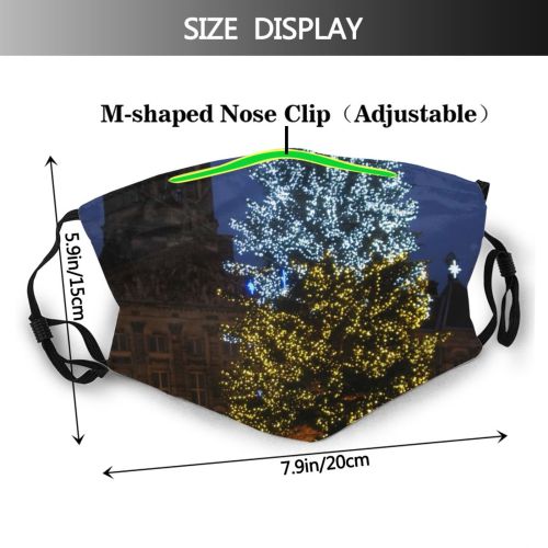 yanfind Winter Xmas Night Christmas Lights Woody Sky Illuminated Amsterdam Night Dam Netherlands Dust Washable Reusable Filter and Reusable Mouth Warm Windproof Cotton Face