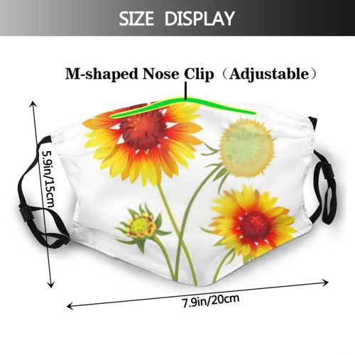 yanfind Blossom Spring Flower Garden Flora Bud Meadow Wildflower Plant Pulchella Botanic Sunflower Dust Washable Reusable Filter and Reusable Mouth Warm Windproof Cotton Face
